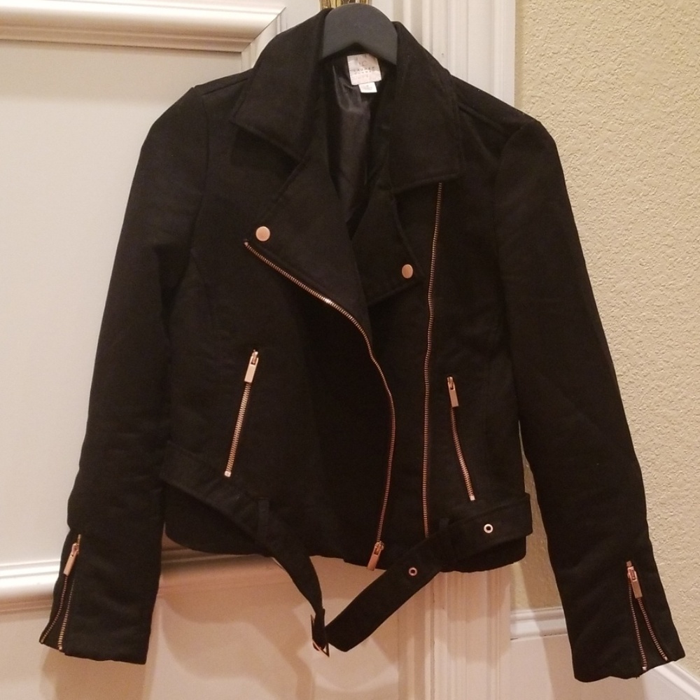LC Lauren Conrad Faux Suede Moto Jacket Size 4